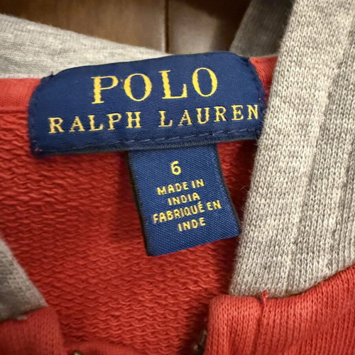 Polo Ralph Lauren Kids Hoodie Size 6 Like New, Red and Blue