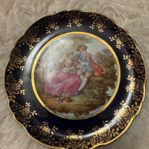 French vintage porcelain plate with marquise theme new