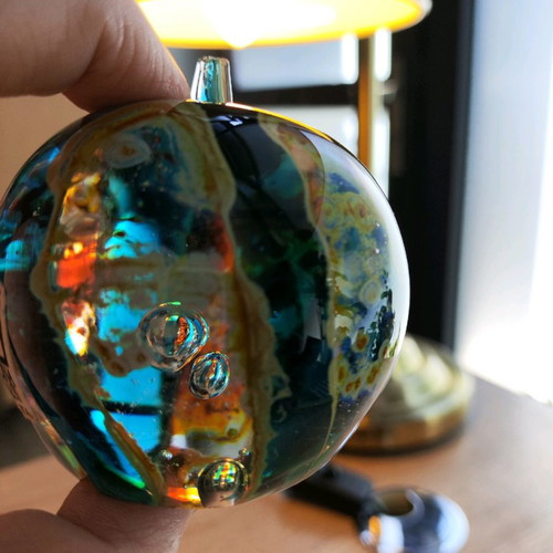 Mdina Glass Malta glass apple paperweight used