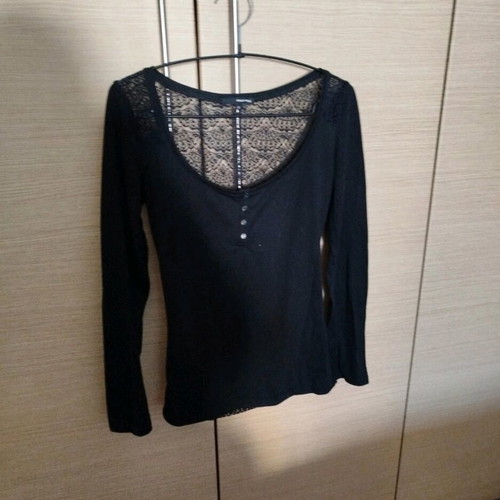 Tally Weijl long-sleeve blouse like new, black with lace