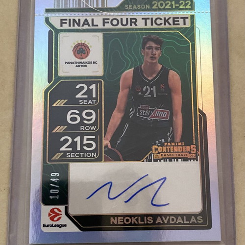 Neoklis Avdalas autographed numbered card /49, Panini Euroleague Contenders 2025-26