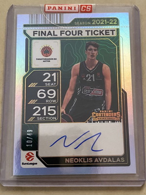 Neoklis Avdalas autographed numbered card /49, Panini Euroleague Contenders 2025-26