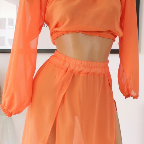 Beachwear pants with orange transparent top new