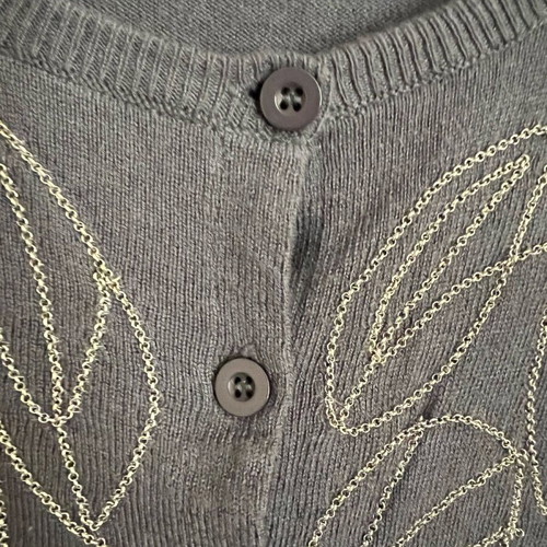 Naf Naf Small cardigan like new, gray green with design