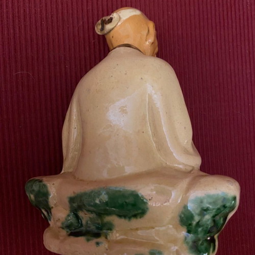 Chinese Elder Monk Teacher Figurine used, 19th Century Porcelain