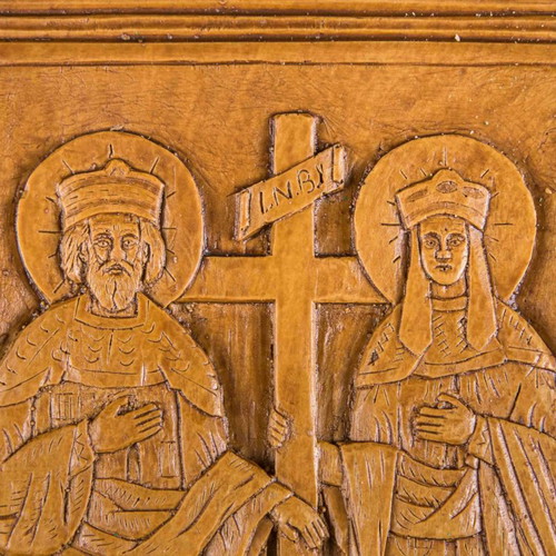 Ag. Konstantinos & Eleni Icon made of Wax, Mastic and Incense