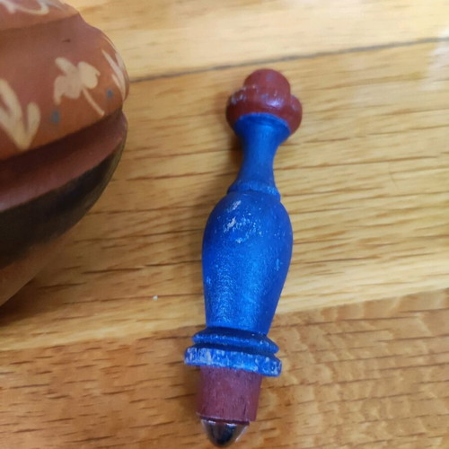 Wooden spinning top large used, handmade, heavy