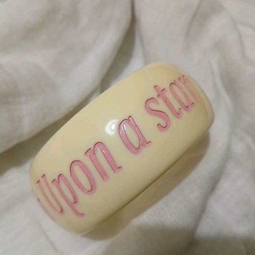 Wide bracelet with Wish upon a star message like new, beige and pink