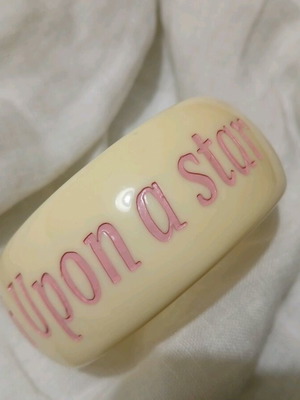 Wide bracelet with Wish upon a star message like new, beige and pink