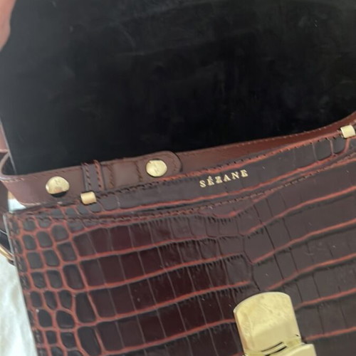 Sezane leather bag with croco effect like new, crossbody, brown