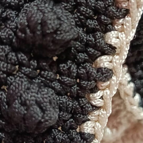 Knitted shoulder bag new, black and beige, summer style