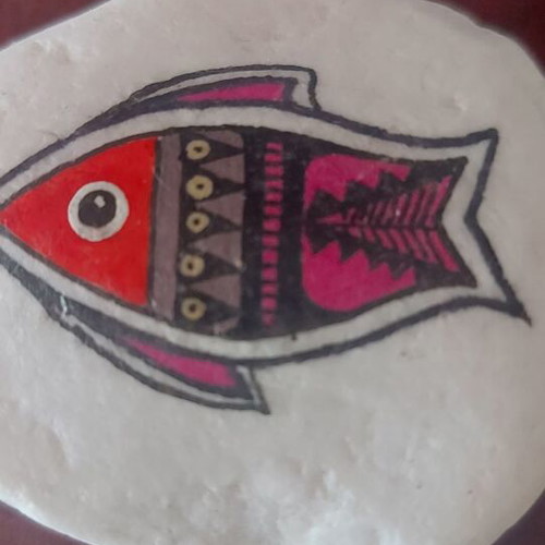 Painting on stone 5x5 cm new, detailed artwork