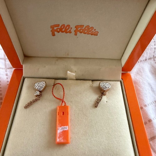Folli Follie earrings new, beige, with certificate of authenticity