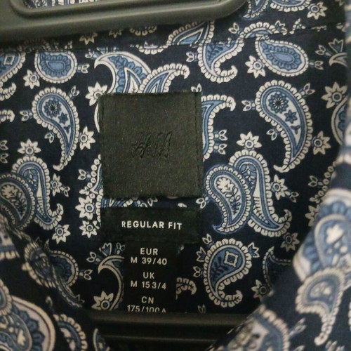 H&M men's regular fit shirt, blue multicolor, size M