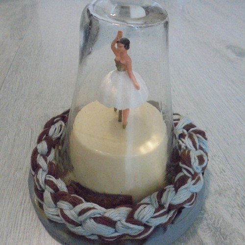 Vintage ballerina music box figure used with glass dome