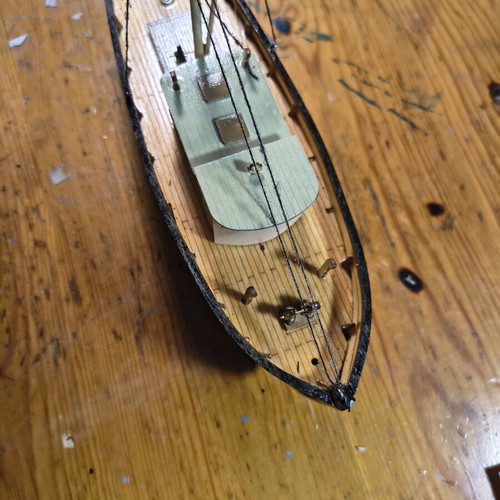 Handmade wooden fishing boat model scale 1:30 new