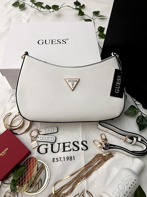 Guess white handbag with box and dust bag