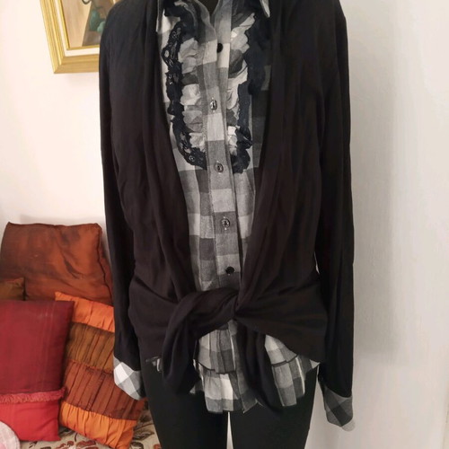 Cardigan with shirt used, with ruffles, extra large