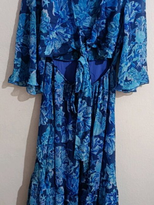 Hemithea Maxi Dress Coral Print size L/XL like new, blue