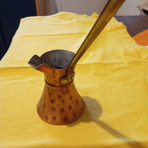 Vintage Handcrafted Copper Briki with Hammered Design used