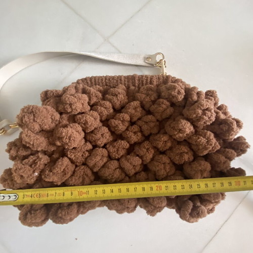 Handmade Puffy Pop Corn Shoulder Bag like new, brown