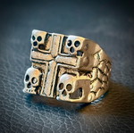 Gothic cross and skulls ring, M FORGE