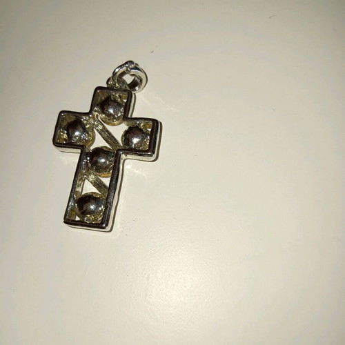 Cross pendant like new, silver with white rhinestones