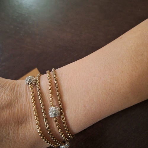 Chain bracelet new, gold color with rhinestones, 20 cm length