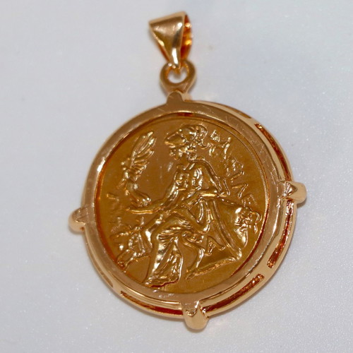 Ancient replica gold coin Alexander the Great 22K gold-plated pendant