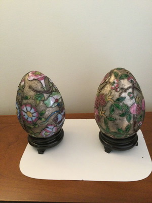 Cloisonné eggs used, set of 2, very old
