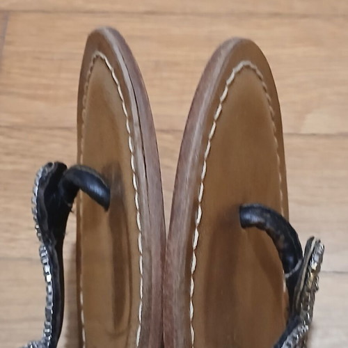 Luella Leather Sandals used with rhinestones and wooden heel size 37