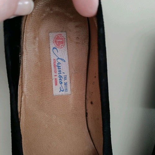 Loafers women's used black suede Greek made Lemisios