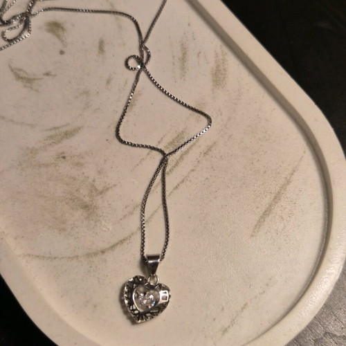 Heart-shaped pendant with white zircon 925 new