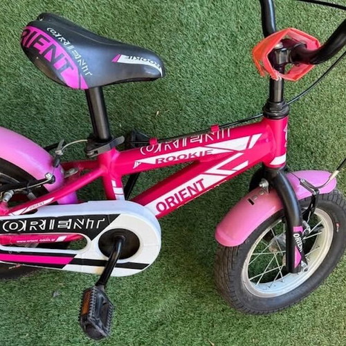 Orient Rookie 12 kids bike, pink/fuchsia, with training wheels
