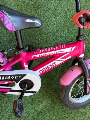 Orient Rookie 12 kids bike, pink/fuchsia, with training wheels