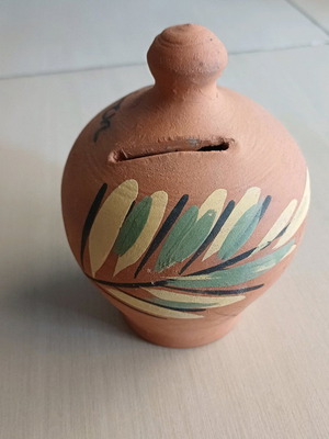 Handmade clay money box from Elati Trikala