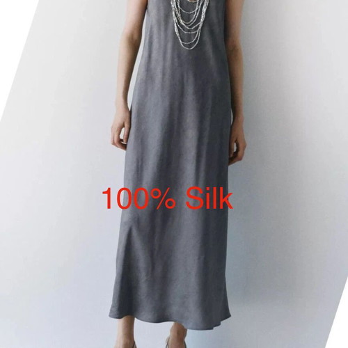 Zara silk dress grey new, 100% silk -  58,00 - Vendora.bg