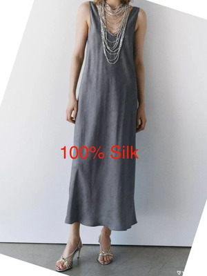 Zara silk dress grey new, 100% silk
