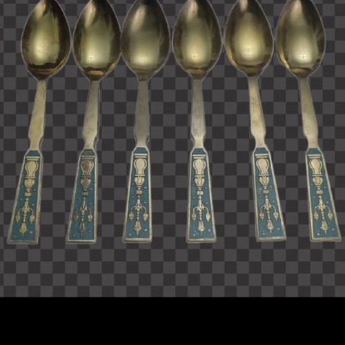 Set of old Russian silver spoons used, collectible