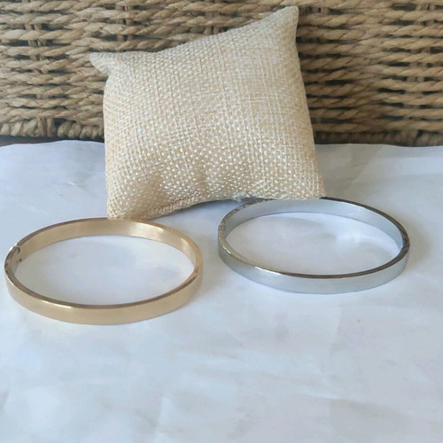 Steel handcuff bracelet new, gold and silver colors