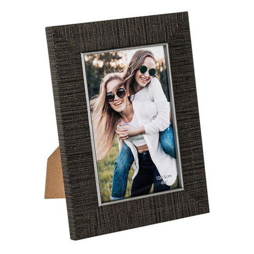 Decorative brown textured photo frames with silver border 10x15cm, pack of 5, new