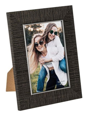 Decorative brown textured photo frames with silver border 10x15cm, pack of 5, new
