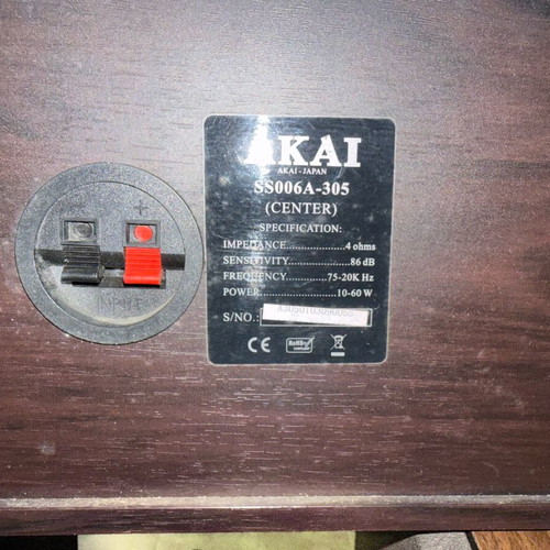 Akai SS006A-305 center speaker used with removable grille