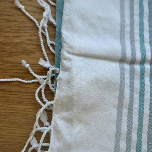 Azade striped beach towel, quick-dry cotton, blue shades