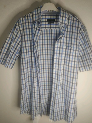 Checked short-sleeve men's shirt new, size L, 100% cotton