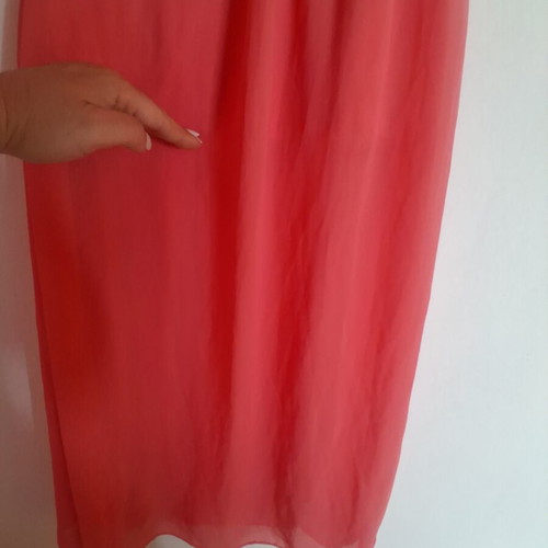 Maxi strapless dress like new, coral/salmon color