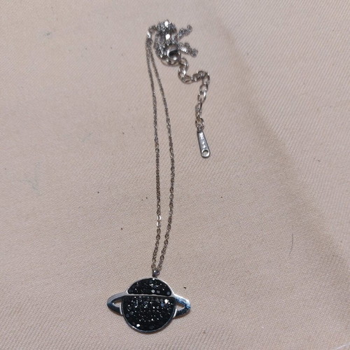 Kronos necklace stainless steel with black stones like new, unworn