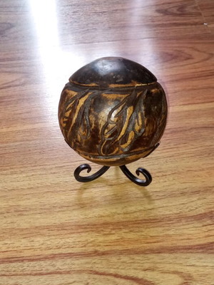 Handmade Mango Wood Ball like new with metal stand