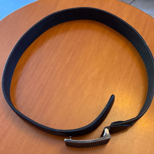 Black Leather Belt with Decorative Square Buckle like new