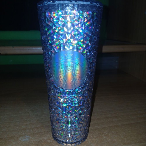 Starbucks collectible cup with iridescent crystal design and straw, new